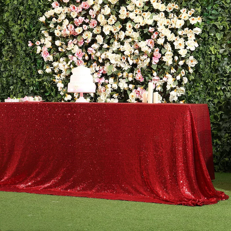 Красная скатерть с блестками 60x102 дюймовая красная блестящая для украшения
