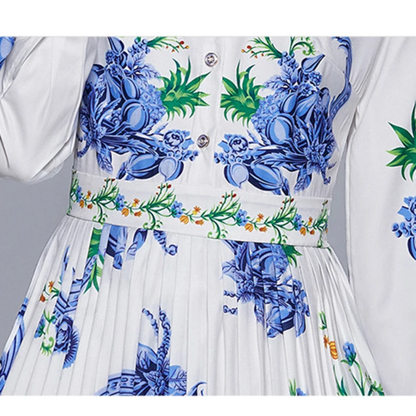 

Spring Autumn Dress Women Full Sleeve Floral Print Elegant Dress 2021 High Quality Fashion Runway Dresses Designer Vestidos