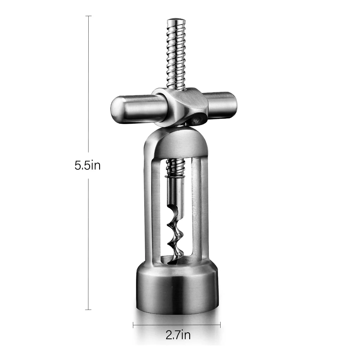 

Drincarier 18/8 Stainless Steel Self Pulling Corkscrew and Cap Cut Foil Cutter, Handheld Wine Opener Vintage Style Silver Color