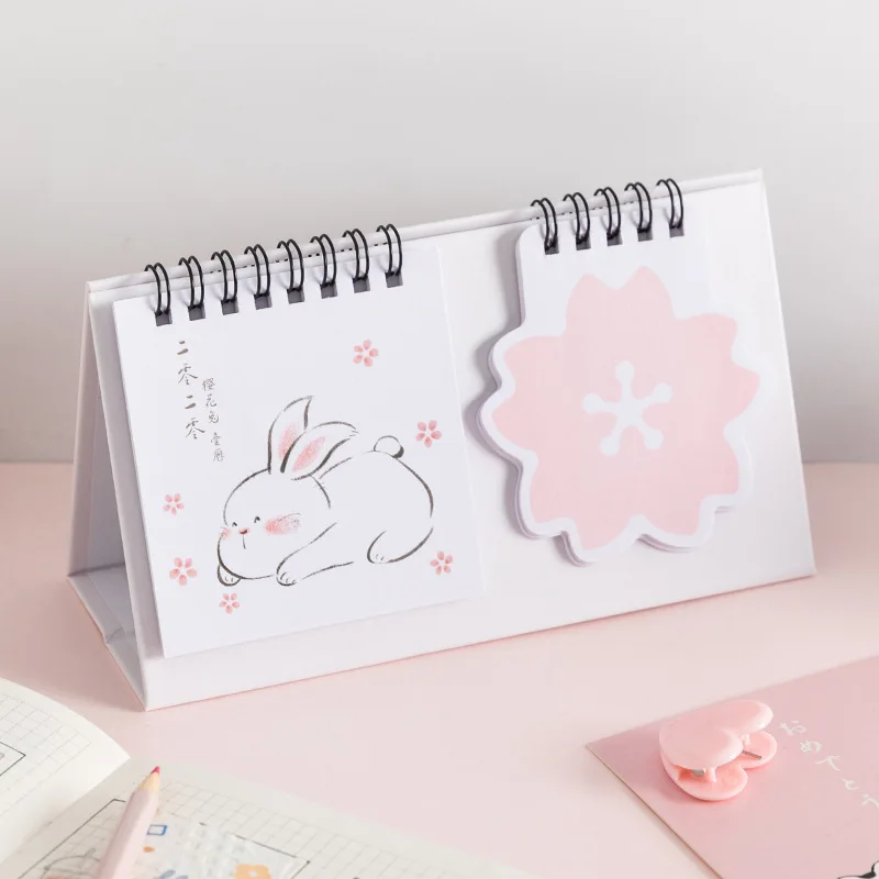 1 шт. милый календарь 2020 Вишневый кролик Настольный Kawaii порядок дня блокнот для
