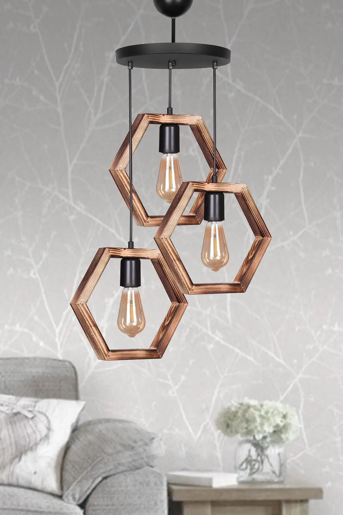 

Colorful Wood 3pcs Pearlescent Chandelier