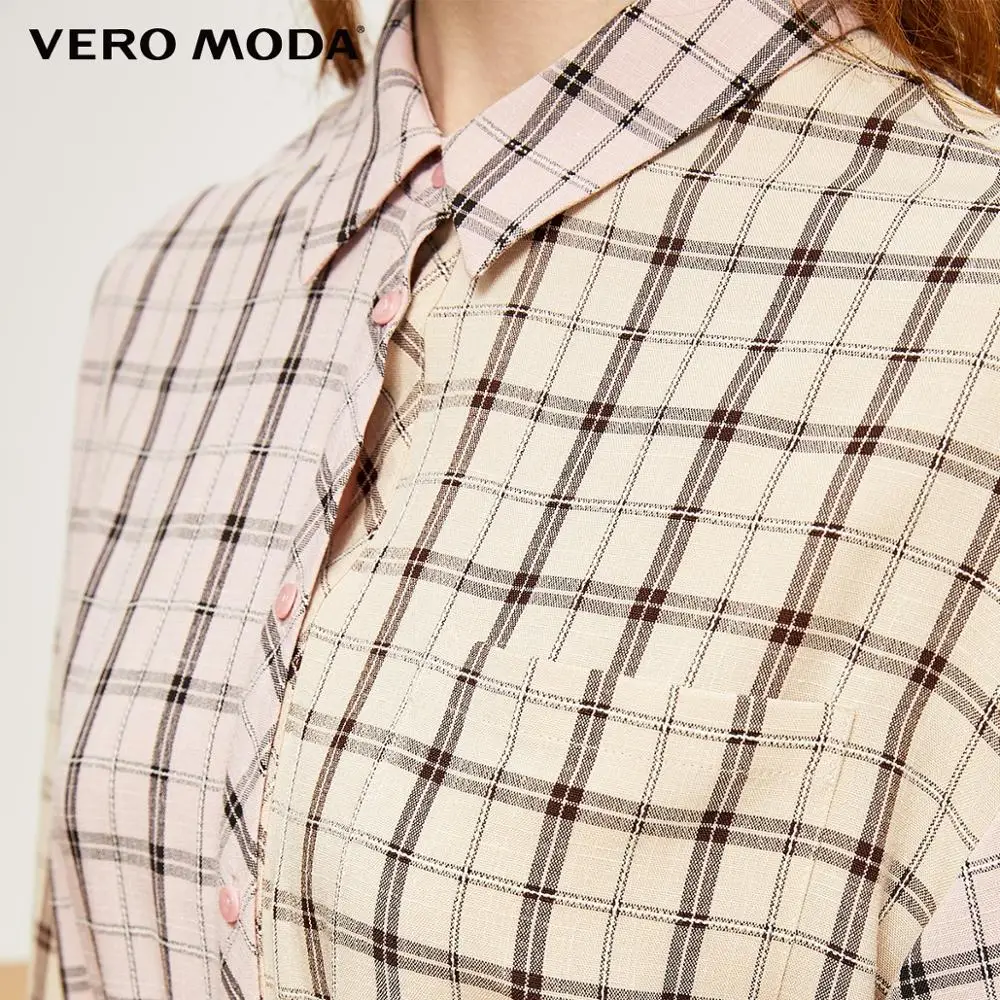 Vero Moda Новое Стильное клетчатое платье-рубашка с буквенным принтом | 31937D516