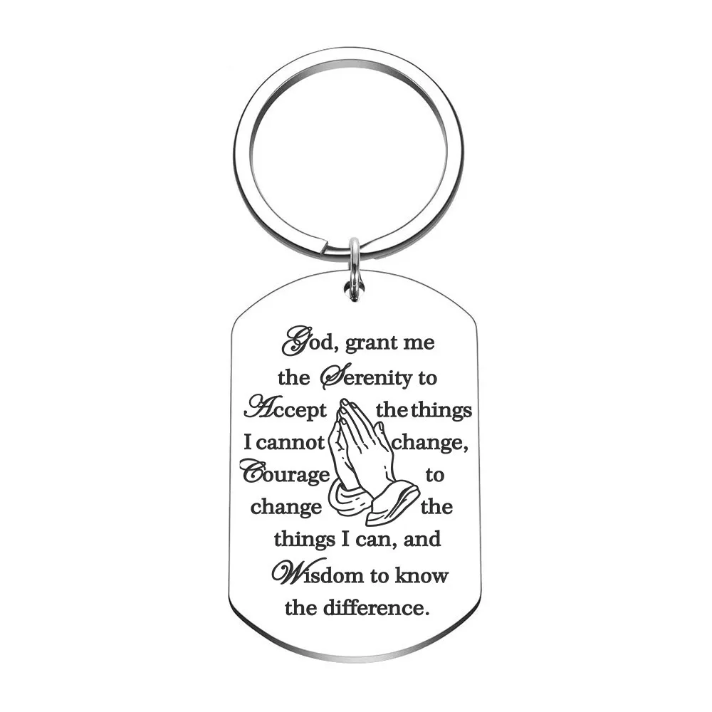 

Christian Keychain Serenity Prayer Gift Sobriety Recovery Gifts for Woman Men Teen Boy Girls Religious Gift Jewelry for Him Her
