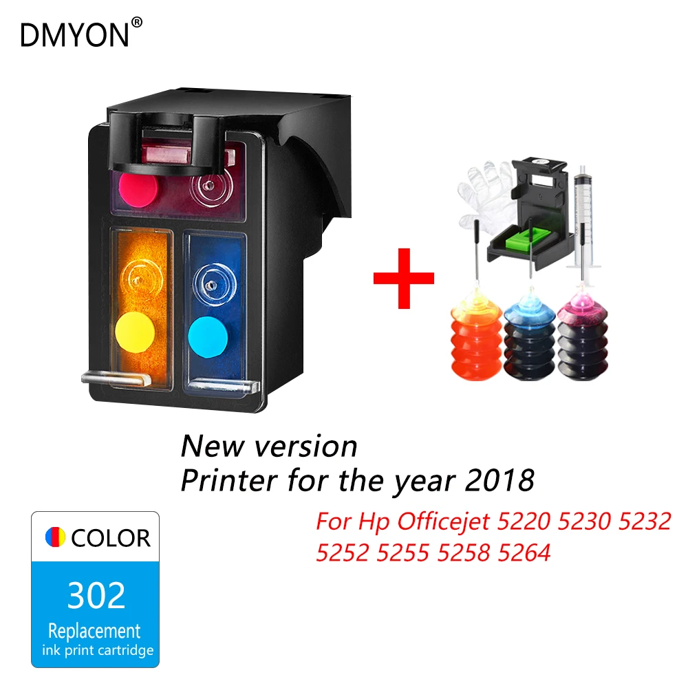 DMYON новая версия принтер 302 перезаправляемый картридж для hp с чернилами hp Deskjet 2130 1112 2131 3630 4650 officejet 5232 5220 5230