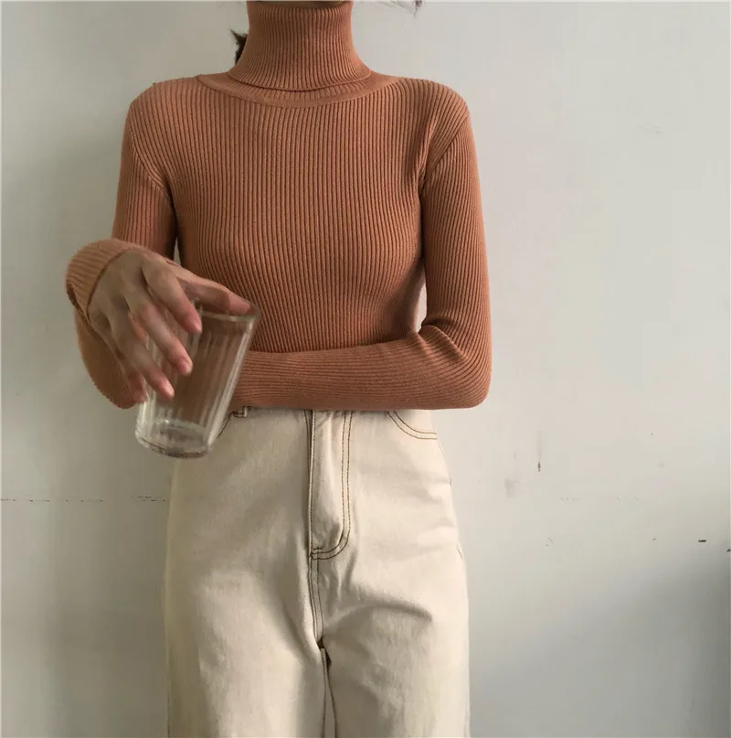 Winter Women Sweaters 2019 Korean Chic Vintage Turtleneck Long Sleeve Knitted Jumpers Female Cashmere Femme Elasticity Pullovers | Женская