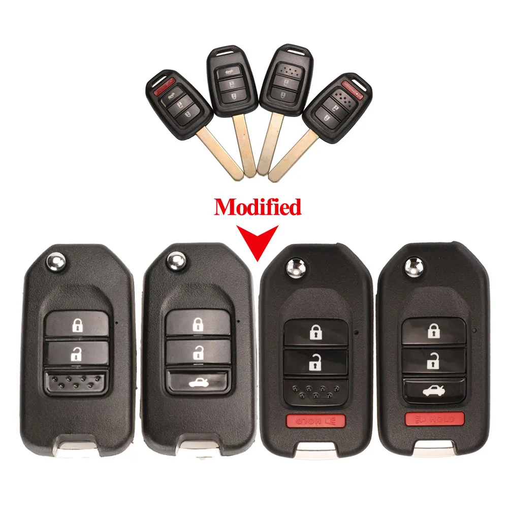 

Jingyuqin Flip Folding Remote Car Key Shell Modified For Honda GREIZ Civic City XRV Vezel 2/3/4 Buttons Uncut Blade