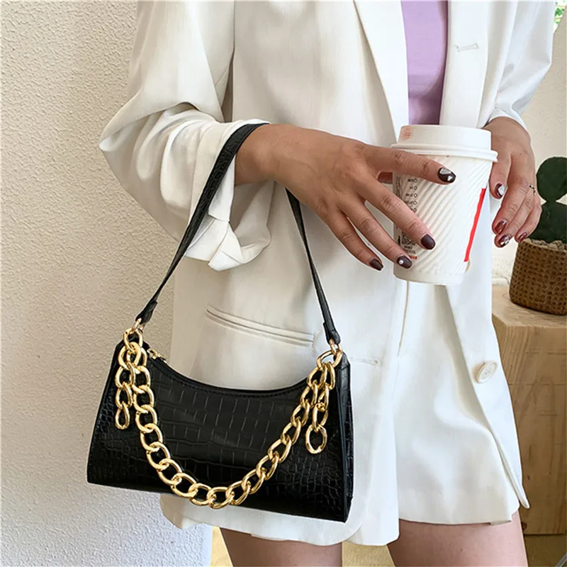 

Fashion All-Match Women's Bag New Crocodile Pattern PU Leather Tote Shoulder Bags For Women 2021 Trendy Texture Zipper Handbags