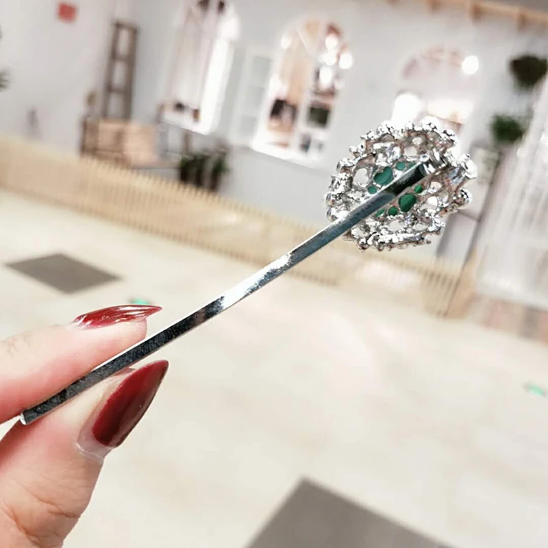 Hot Elegant Luxury Hair Clips Green Stone Rhinestone Hairclips for Women Vintage Pearl Barrettes Girls Headwear Accessories | Украшения и