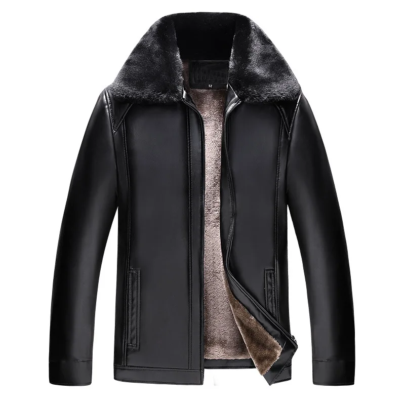 

Winter New Leather Jacket Men's Large Size Slim Wool Liner Casual Leather Jacket Men Casual Warm Thick Leather Paraks Coats