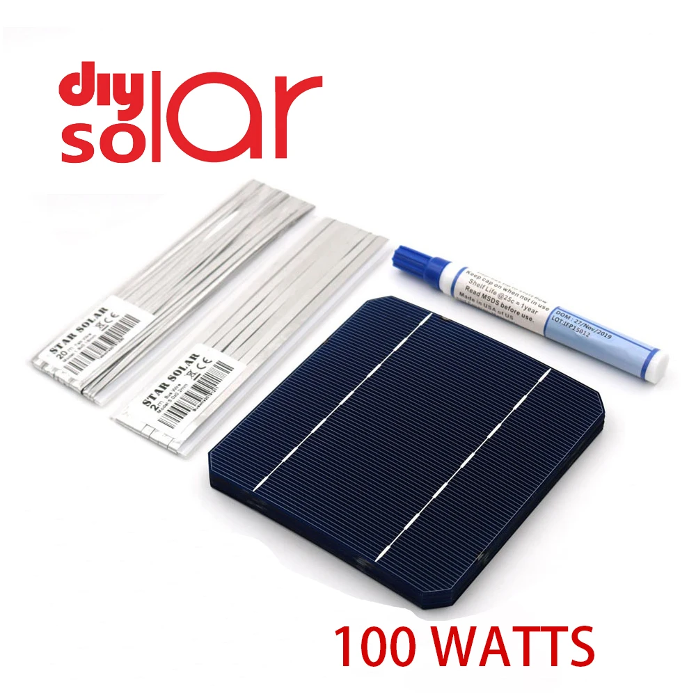 

18V 100WATTS DIY Solar Panel 12V 100W Battery Kits With 125*125mm Normal Monocrystalline Solar Cell Use Flux Pen Tab Wire Bus