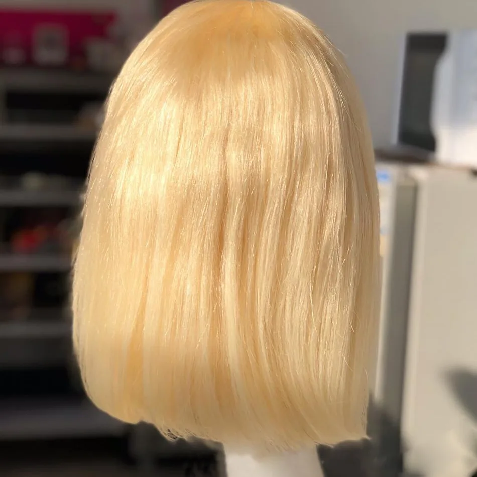 Rosabeauty 613 эффектом деграде(переход от темного к блондинка 13x6 Синтетические волосы на кружеве парики из натуральных волос бразильский короткий Боб прямые волосы передние парики для волос Волосы remy, на возраст