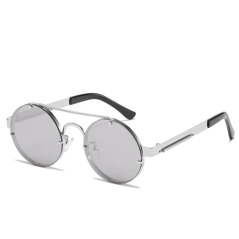 

Round Retro Punk Sunglasses Metal Full Framework Outdoor Sports Cycling HD Windproof Eyewear Trend Street Shooting Decor Glasses