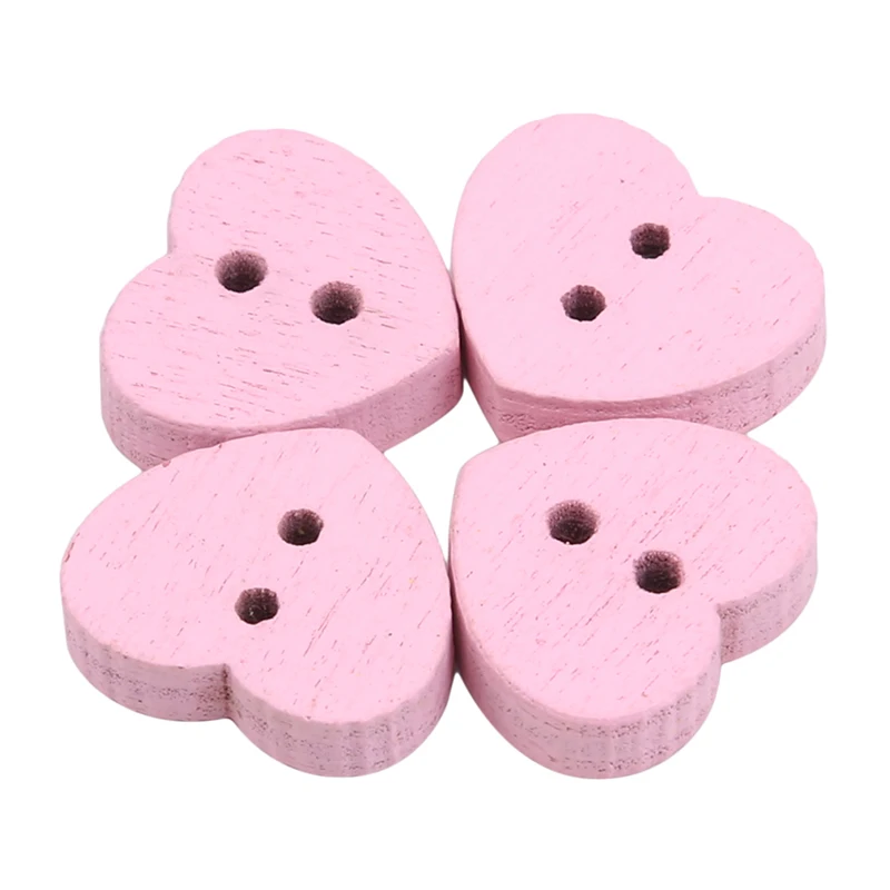 

100 Pcs/Set Wooden Buttons Natural Color Heart-shape 2-Holes Sewing Scrapbooking DIY Buttons Sewing Accessories