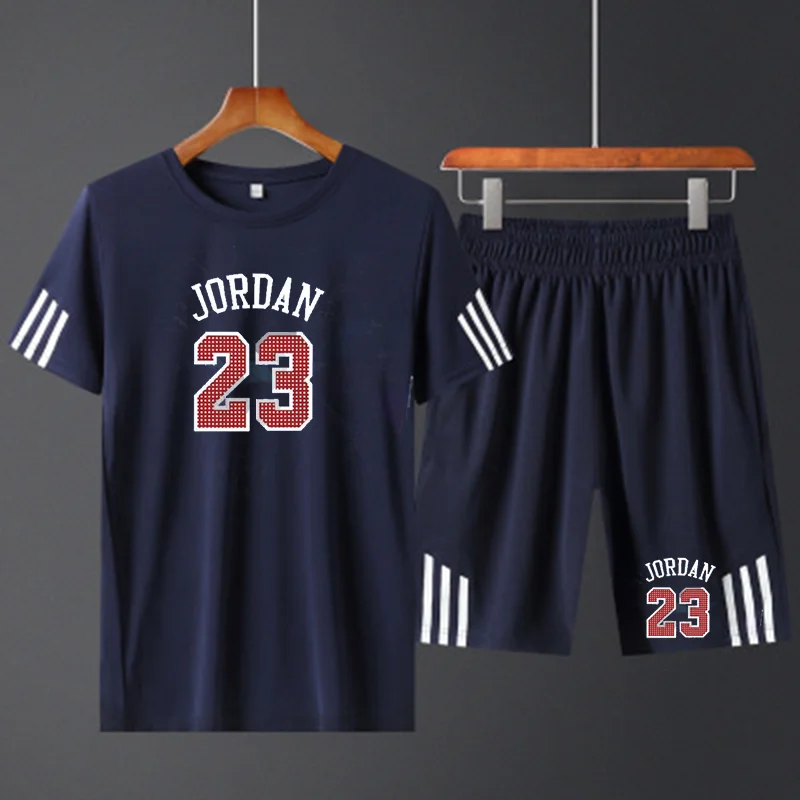 

Men's No.23 Jordan print sports suit summer basketball suit men's outdoor sports leisure suit breathable T-shirt + sports shorts