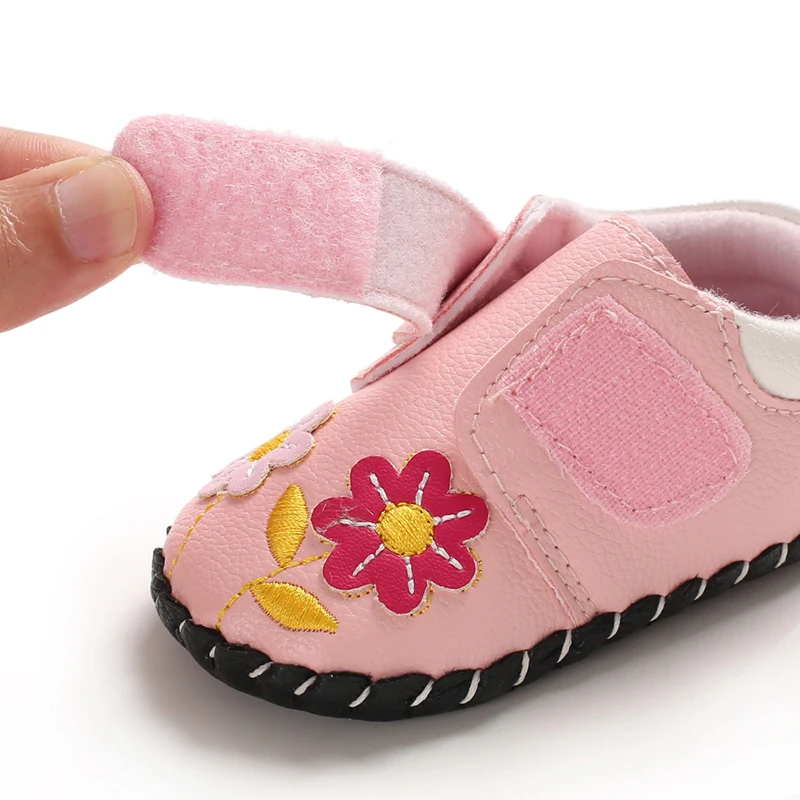 

Toddler girls Princess PU Shoes Newborn Baby Simple Small Fresh Flower Baby Girl First Walkers