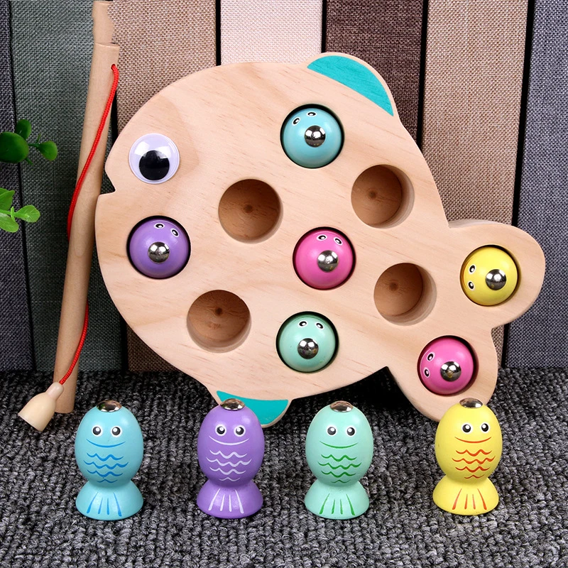 Деревянные детские Магнитные игры раннее образование пара Alpinia Catch Рыба игрушки Go
