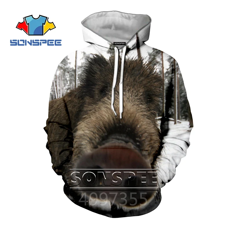 SONSPEE New Wild Boar Animal PIG 3D Print Sweatshirt Children Hoodies BOYS GIRLS teens Streetwear Hoodies Pullover kid top C130 - Цвет: 4