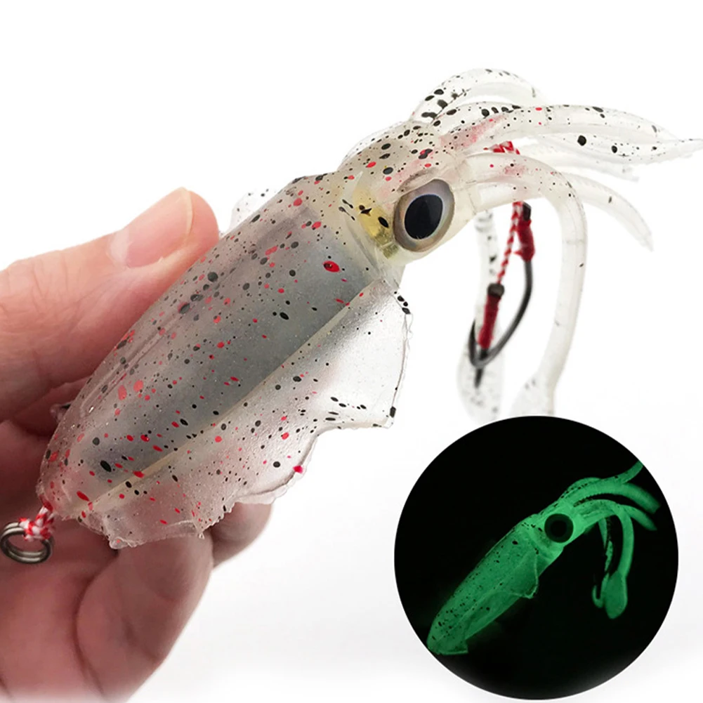 

60g 15cm Squid Lure Fishing Lure Soft Bait Luminous Glow Squid Jig Trolling Soft Lure for Freshwater Saltwater with Lead Sinker