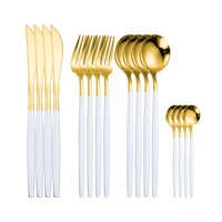 white gold cutlery set home spoons forks knife dinnerware sets western cutlery set stainless steel tableware 16pcs flatware set