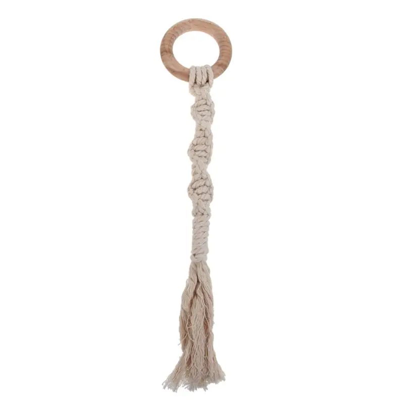 3 Радуга кисточкой макраме деревянный Boho детский Прорезыватель хлопок шнур дерево Прорезыватель зубов игрушка Душ подарок E65D - Цвет: 3