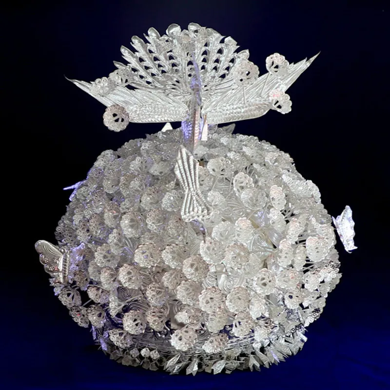 Красивая из Miao серебра шляпа для Для женщин фестиваль вечерние