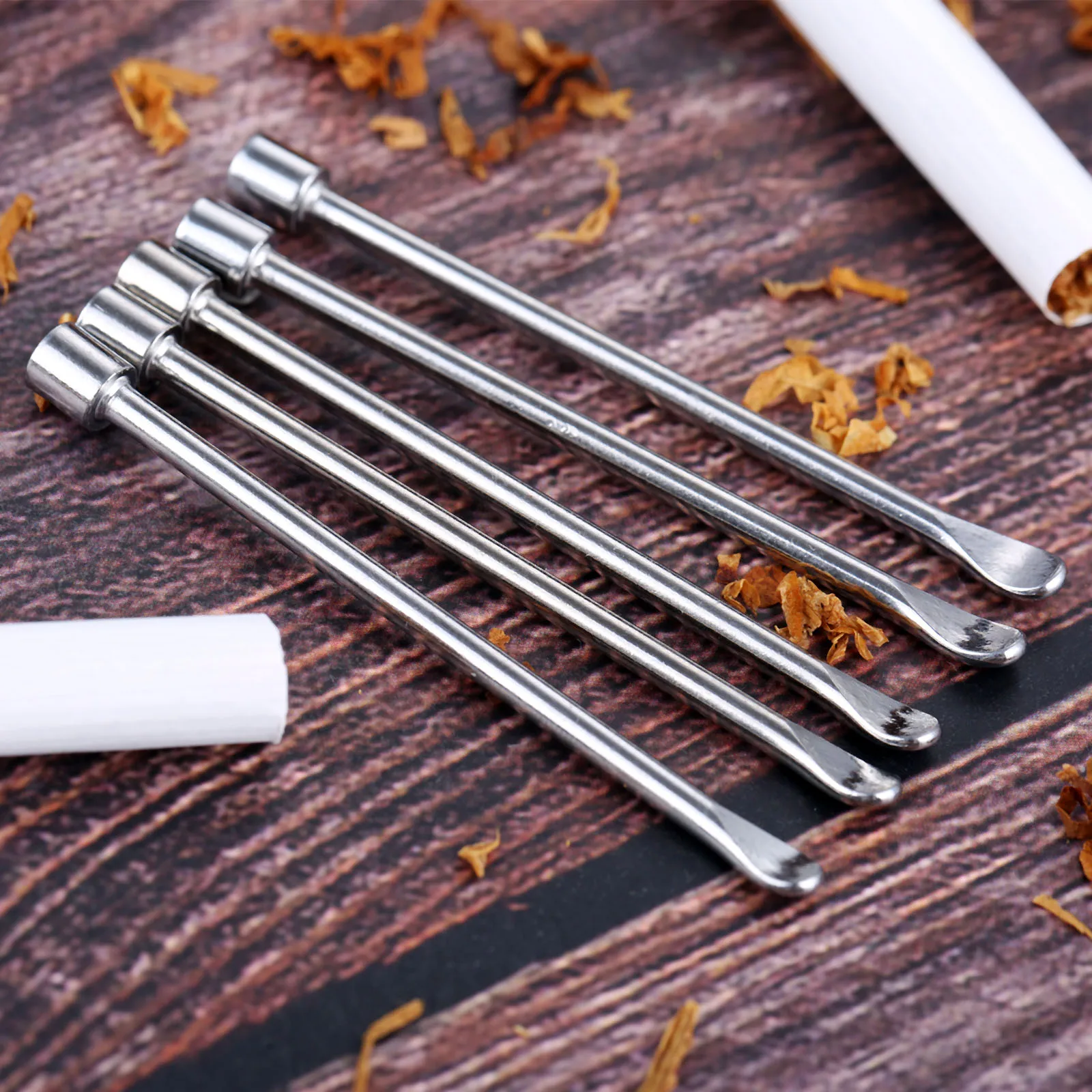 

5Pcs/kit 58mm Vaporizers Pipe Cleaning Tools Titanium Steel Nail Spoon Dab Tool Dry Herb Dabber Wax Keychain Accessories Gift