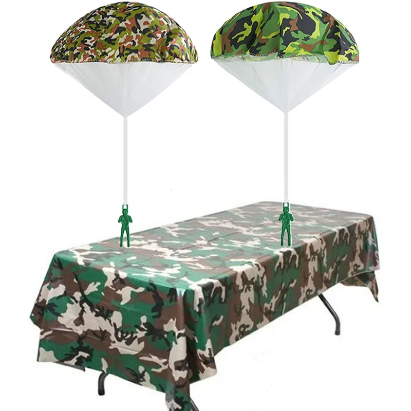 

Camouflage Party Supplies Army Plastic Tablecloth Military Birthday Parachute Toy for Kids Boy Girl Baby Shower
