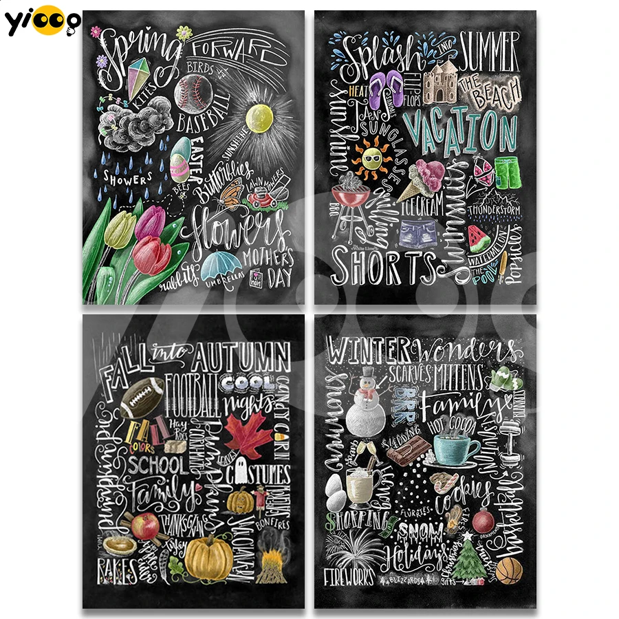 

Full Square/Round Drill Diamond Painting Embroidery Four Season Scenery Series Rhinestone Mosaic Cross Stitch Decor Gift TX46