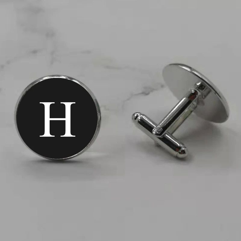 Новинка новые черные запонки с круглым вырезом и надписью D мужские для свадебной