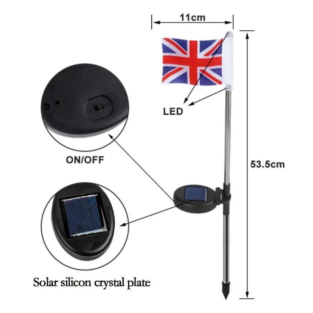

2pcs Solar Powered Ground Light 2V 80mA LED Flag Light Outdoor Decoration Material Garden Steel Y5J4