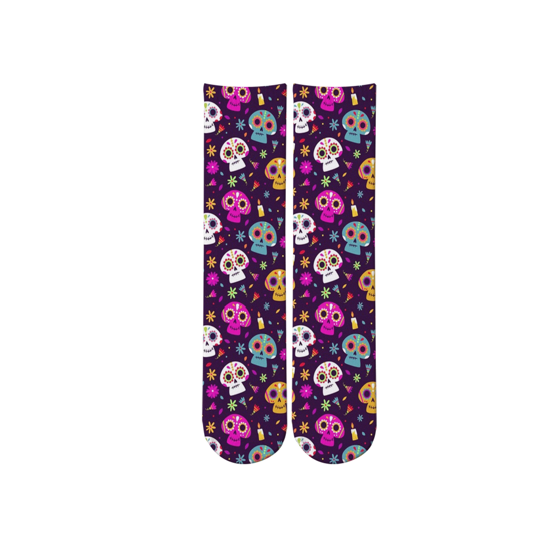 Creative Skulls Colorful Pattern Socks Harajuku Mexican Skull Crew Socks Funny Pop Lucky Long Socks Happy Women Sox  For Gifts