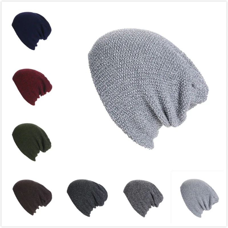 Мужская вязаная шапка в разноцветную полоску теплая шерстяная стиле хип-хоп для