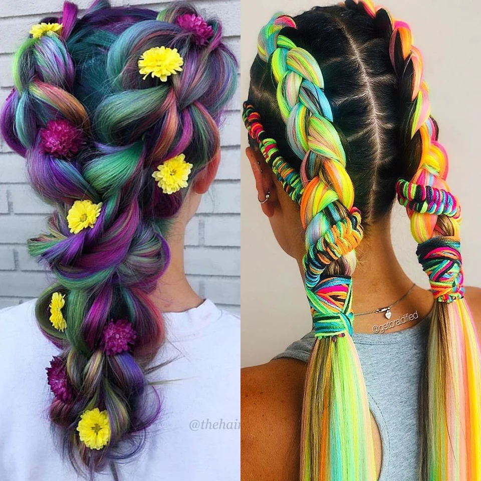 Синтетические косички для волос loryan наращивания с эффектом омбре желтого