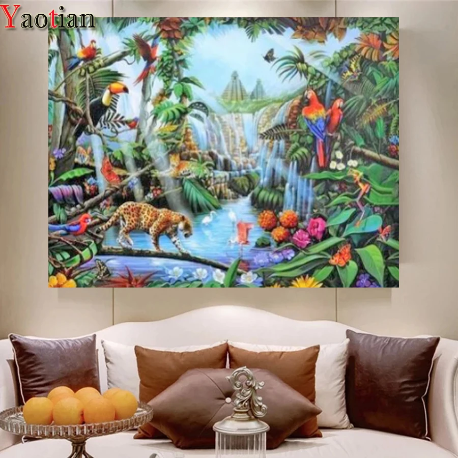 

5D Diamond Painting Full Square round drill Animal Diamond Embroidery diamond mosaic Waterfall landscape garden Decorations