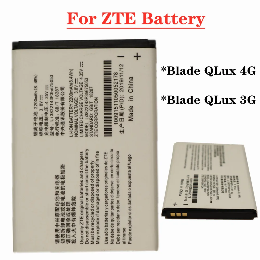 

Для ZTE лезвие QLux 4G/лезвие QLux 3G A430 Билайн Pro мобильный телефон Перезаряжаемые батареи Li3822T43P3h675053 2200 мА/ч, Батарея