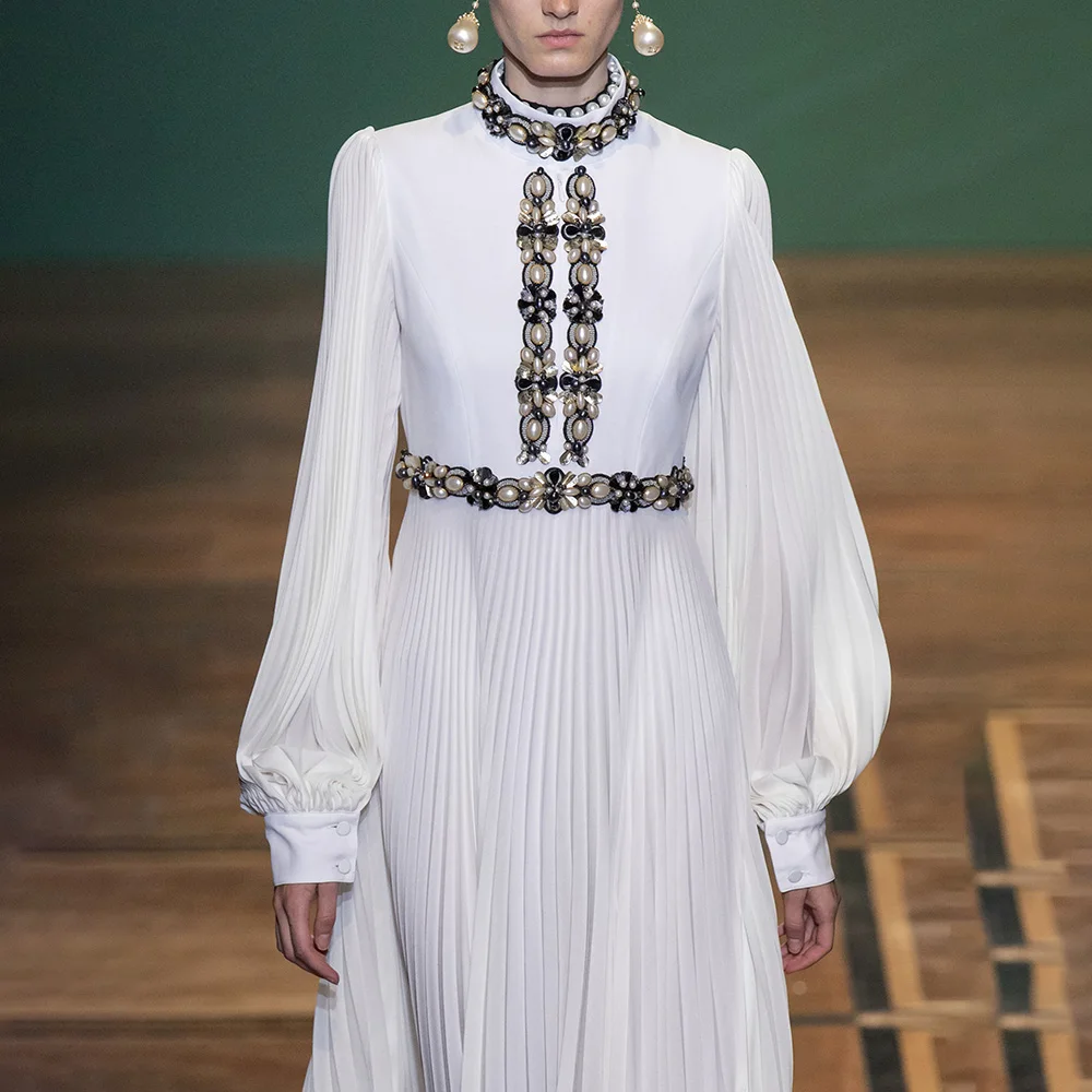 

Prom Dress o-Neck Floor-Length long Sleeve noble Prom Dress Embroidery Beading A-Line Tulle