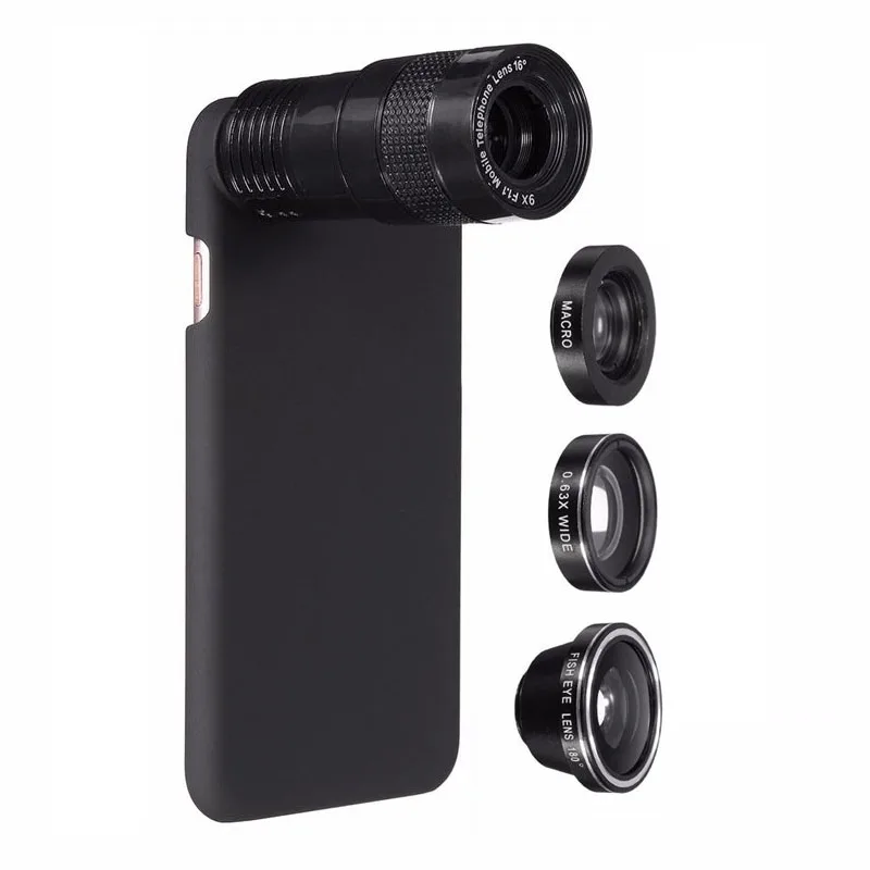 Телескопический объектив 4 в 1 с широкоугольным объективом рыбий глаз|Объективы