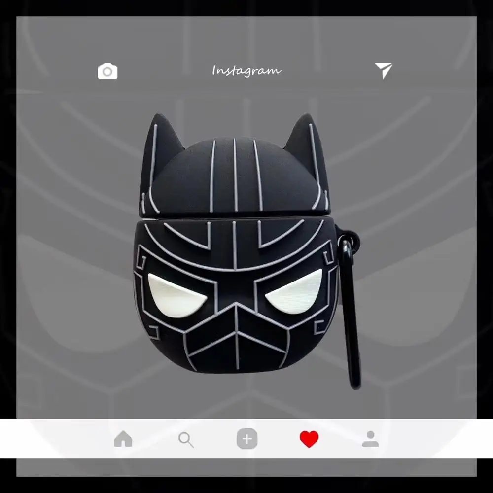 3D милый мультфильм Marvel Черная пантера корпусы гарнитурные для Apple Airpods 1 2 Силиконовый наушник защитный чехол