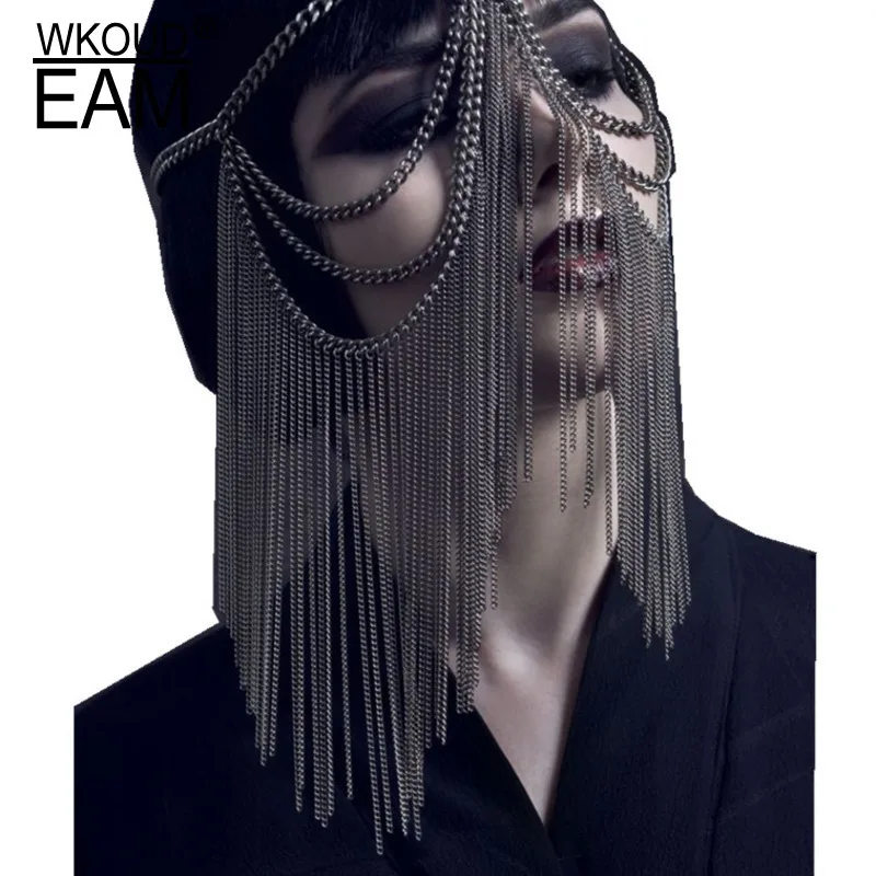 Женская маска для украшений WKOUD EAM из металлического сплава в стиле панк вечерние