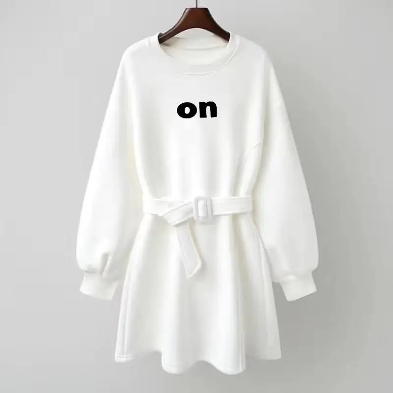 

2021 Spring/Autumn thin-fitting long-sleeved loose-fitting mid-length sweater dress waist coat top girl