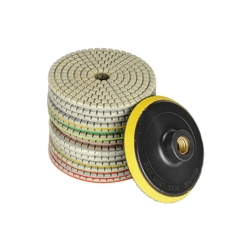 

15Pcs/Set 4 Inch 30-6000 Grit Diamond Polishing Pads With Backer Pad REP Sticks Stone Wet Dry Granite Concrete Marble Tools