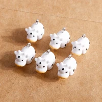 10pcs 2015mm cartoon milk cow charms for jewelry making animal resin charms for pendants necklaces earrings crafts accessories