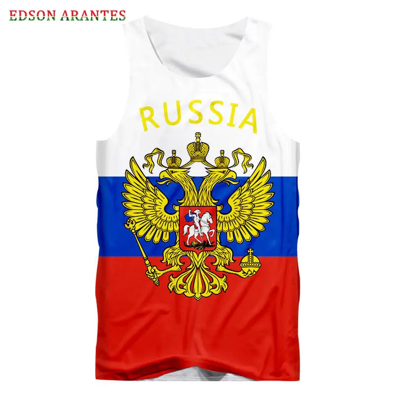 Мужская майка с русским флагом летняя без рукавов объемным принтом Русский Орел
