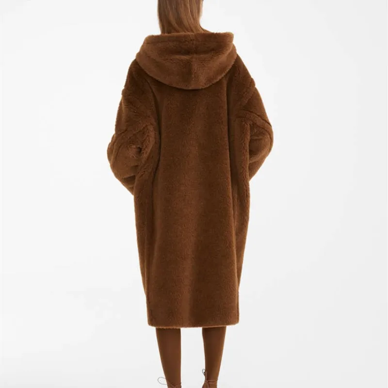 Женское пальто с капюшоном MONMOIRA теплая однотонная куртка из искусственного меха