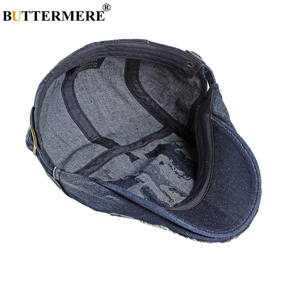BUTTERMERE Men Ivy Caps Denim Light Blue Mens Berets British Style Male Cabbie Cap Spring Summer 2021 Brand New Driver Ivy Hat