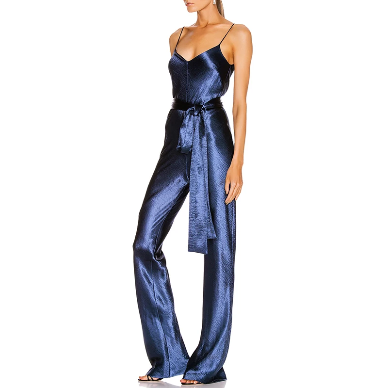 Женский атласный комбинезон Max Spri элегантный Свободный с v-образным вырезом на