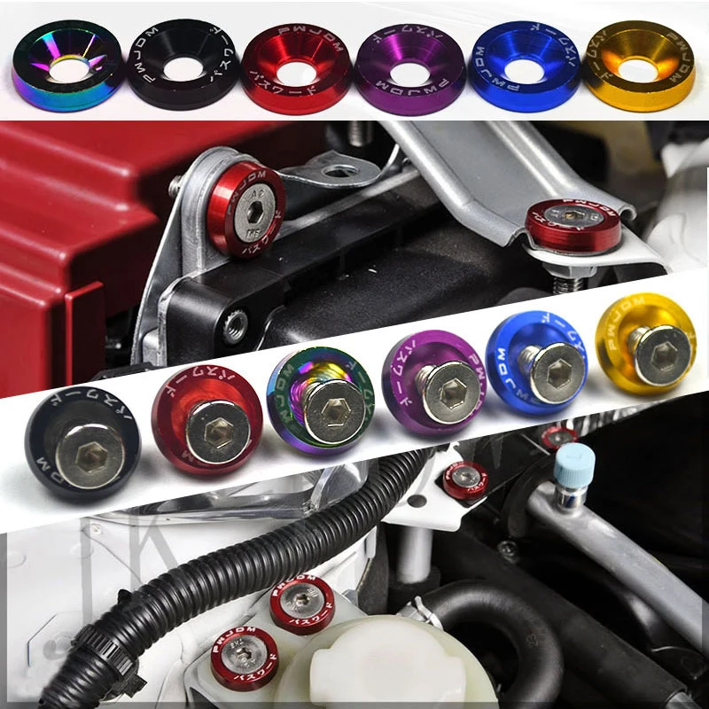 

10PCS M6 JDM Car styling Car Modified Hex Fasteners Fender Washer Bumper Engine Concave Screws Fender Washer License Plate Bolts