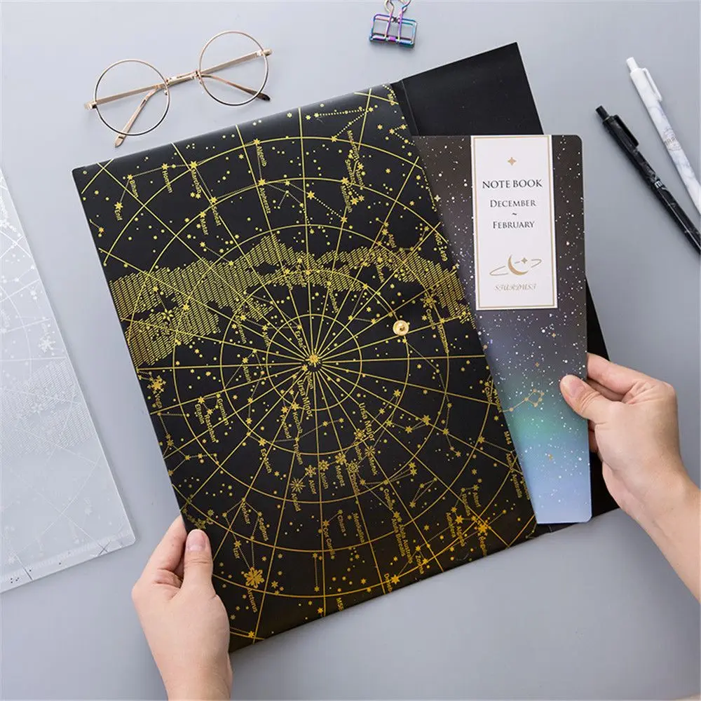 А4 Фэнтези звезда файл сумка бронзовая Лазерная кнопка Закрытие папка офисный