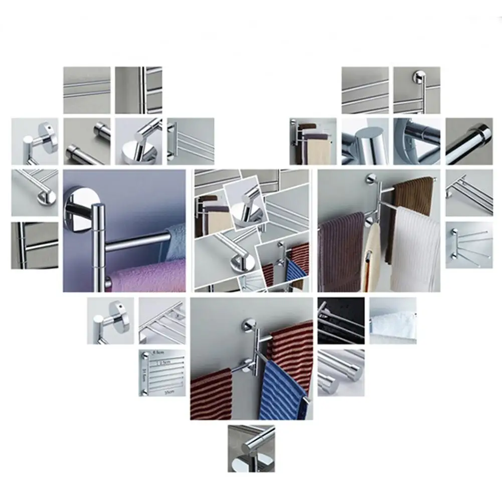 

Bathroom Towel Rack Rotating Towel Holder Wall Mounted Towel Hanger Stainless Steel Swivel Rack 2/3/4 Bar Bathroom Shelf Rail
