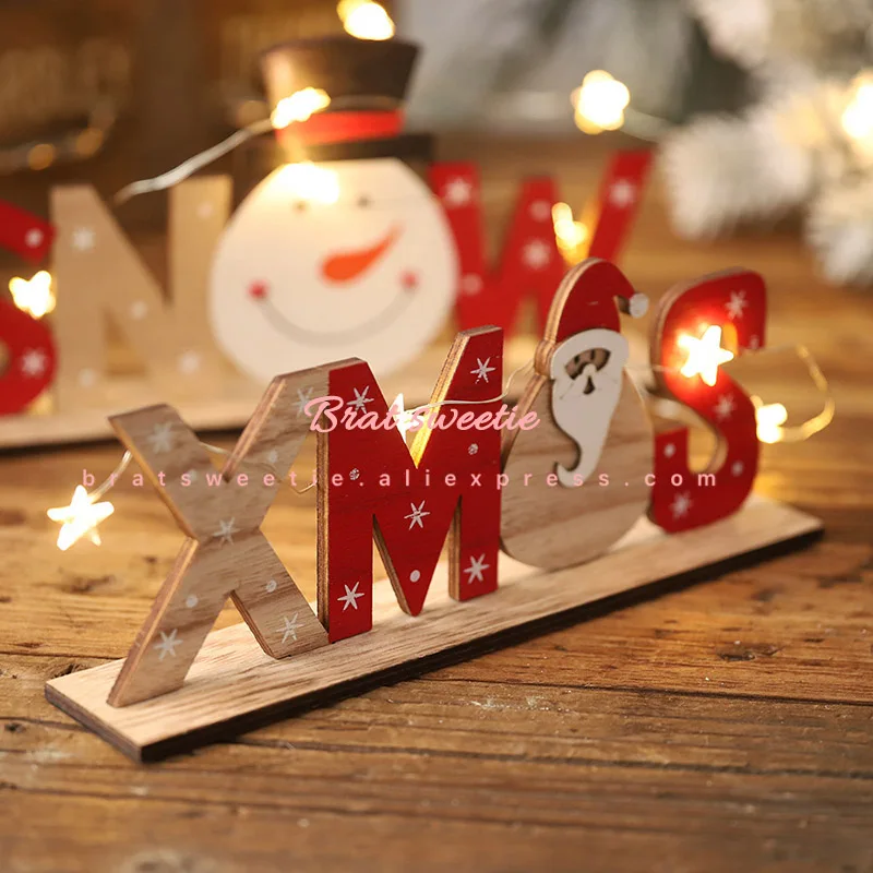 Рождественские деревянные буквы знаки Санта Клаус Рождественский Снеговик